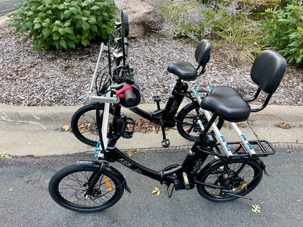 Electric bike sociable tandem alternative to trikes for riders with special needs