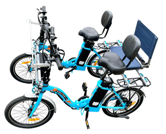 Go4-E KGK Edition shows two eBikes connected with metal beams side by side